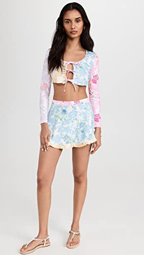 Loveshackfancy Women's Chyanne Skirt, Rainbow Clouds, Floral, M #TOP4