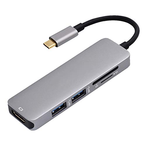 Mini USB Tipo C De Alumínio 5 Em 1 Adaptador De Hub 2 Leitor De Cartão USB 3.0 Para Macbook