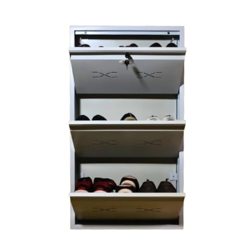 Image of I Metal Shoe Rack I Slim and Wall Mounted I 3 Shelves (Ivory Colour) I Coad LC 2M-03 IV I Height 43 Inches, Width 24 Inches, Depth 5.5 Inches I 3 Years Warranty.