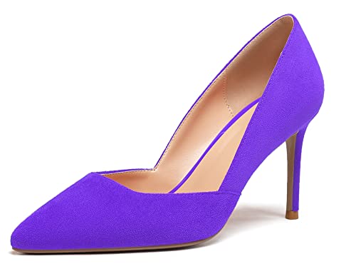 Zamikoo High Heels for Women Pumps 3.5'' Heels Stiletto Closed Toe Slip On Pointed Toe Middle Heels Dress Wedding Party Pumps Ladies Sexy US Size 5 - Size 13