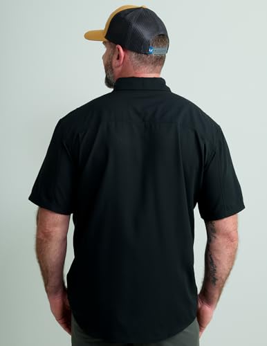 Image of HUK Men's Tide Point Kc Scott Original Artwork Short Sleeve Shirt, Fishing Button Down