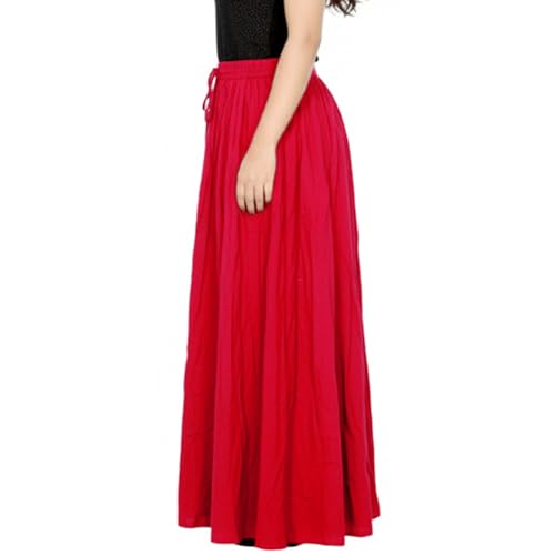 Image of Sttoffa Women Solid Color Maxi Plain Cotton Full Length White Skirt 40 inch Long Cotton Long Skirt