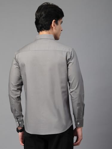 Image of Majestic Man Solid Cotton Casual Shirt - Slim Fit, Full Sleeves, Premium Button Closure
