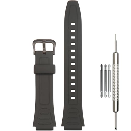 WRISTARMOR Resin Watchband Accessories Compatible with Caiso W800HG AE1500WH AE1200WH AE-1300WH W-219H W218H F108WH Mens Watch Strap Sport Waterproof Replacement Band (W black buckle)