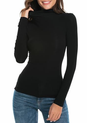 Womens Mock Turtleneck Long Sleeve Stretch Fitted Underscrubs Layer Tee Tops