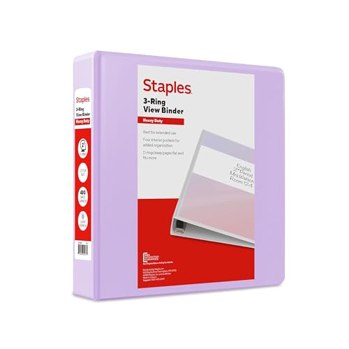 Staples Heavy-Duty 5-Inch D-Ring View Binder Red 1000 Sheets | Extra-large capacity for office archiving and bulk document storage. product thumbnail 19