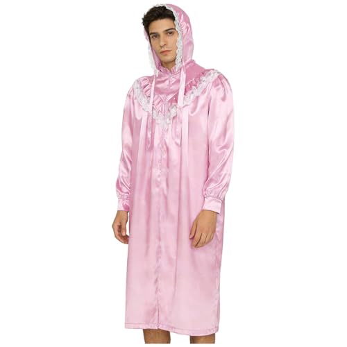 Pijamas de raso victorianos hombres ropa de dormir con encaje camisas y sombreros clásicos