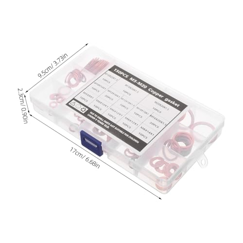 Holibanna 150Pcs Copper Sealing Washer Kit Oil Drain Plug Gasket Assortment Reliable Leak Prevention Multiple for Equipment Durable Metal Crush Seal Gaskets