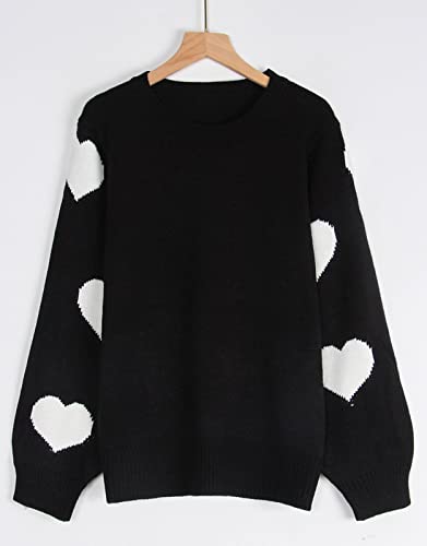 Image of Women's Pullover Sweaters Cute Multi-Hearts Knitted Casual Sweater