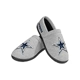 FOCO NFL Men's Officially Licensed Embroidered Primary Logo Gray Team Color Football Sherpa Moccasins Slippers - Dallas Cowboys - (Large 11-12)