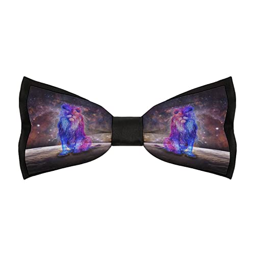 WEEDKEYCAT Abstract Multicolored Lion Pre-Tied Bow Ties for Men Adjustable Bowties Necktie Novelty