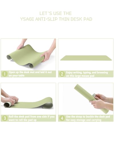Image of YSAGi Non-Slip Leather Desk Pad, Waterproof Laptop Computer Desk Keyboard Mat, Table Protector Blotter Mat, Large Mouse Pad for Office /Work /Home /Decor(Matcha Green, 31.5 inch x 15.7 inch)