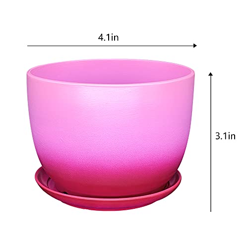 Just Breathe Flower Pots 4.1 Inch Succulent Pots With Drinage Indoor Outdoor Garden Planter Pots With Saucer Modern Ceramic Plant Pots For Plant Lovers Windowsill Gardens, Assorted Colors, Purple #TOP1