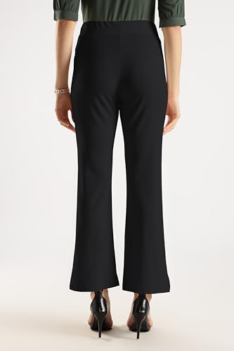 Image of SWADESI STUFF Women's Bell Bottom Trousers - High Waisted Wide Leg Palazzo Pants | Stretchy Cotton Blend Retro Pants for Casual, Office, Party