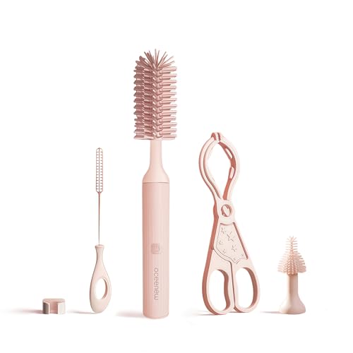 Image of Oceenew Electric Bottle Brush Cleaner, Rechargable Electric Baby Bottle Brush for Travel, Waterproof Cleaner Set with Nipple & Straw Brush(2-Speed Modes, Food-Grade Silicone)