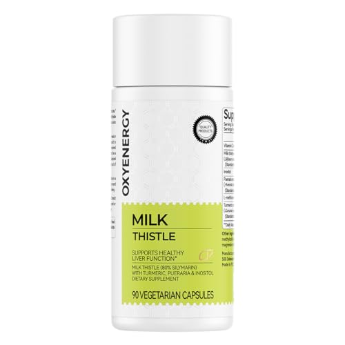 OxyEnergy Silymarin Milk Thistle 300mg Extract with Vitamin C, Inositol & Pueraria, Liver Detox & Repair Support, Antioxidant Support, 90 Vegetarian Capsules