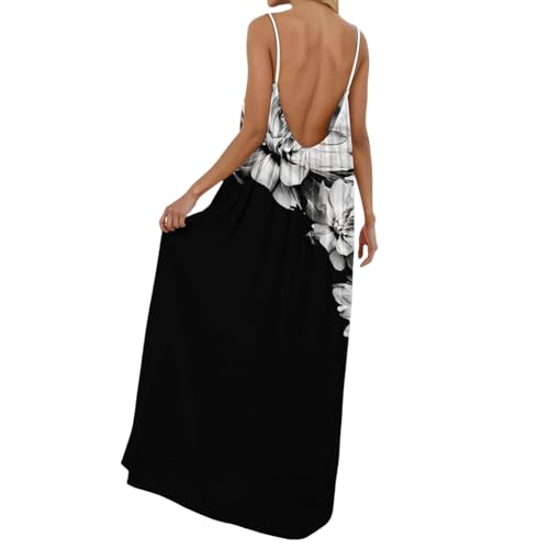 Image of HTHLVMD Backless Cami Dress Summer Dresses for Women 2026 Spaghetti Strap Dresses Womens Solid Color Backless Cami Dress