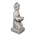 Produktbild gartendekoparadies.de Buddha Statue auf einem Podest, Steinfigur, H. 43 cm, 9 kg, Grau, frostsicher aus Steinguss für Außenbereich