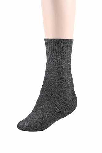 Image of MUKHAKSH (Pack of 6 pairs = 12 Pieces School Pure Cotton Lycra Dark Grey Towel Socks