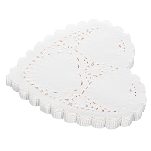 MOLUCKFU 300pcs Heart Paper Doilies Cake Decorations Paper Doily Placemats Tableware Food Decor Wedding Party Supplies