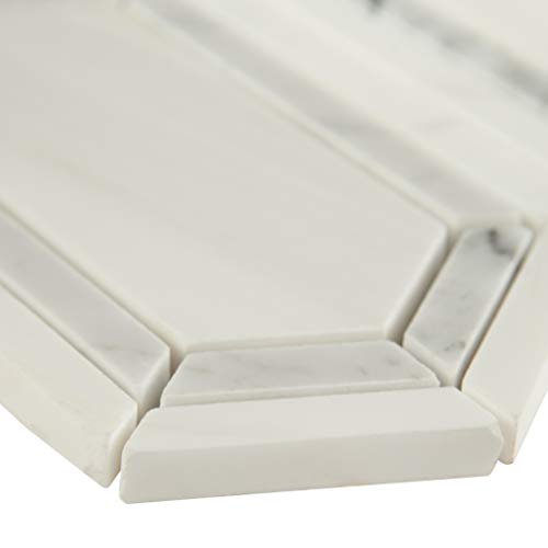 Msi Amz-Md-00253 Pavilion Picket X 12 In. Geometric Hexagon Polished Marble Mesh-Mounted Mosaic Wall Bathroom, Floor Tile And Kitchen Backsplash, White, Gray, 10 Square Feet #TOP4