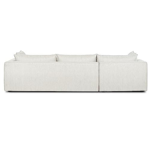 Image of Poly & BARK Marcel Left-Facing Corner Sectional with Extra-Wide Chaise - Deep, Relaxed Modern Design with Feather-Blend Cushions for Living Room Comfort and Style - Upholstered in Bright Ash