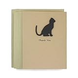 Cat Thank You Cards Pack of 10 | Handmade Black Cat Greeting Notecards | Blank Inside | Cat Lover Gift