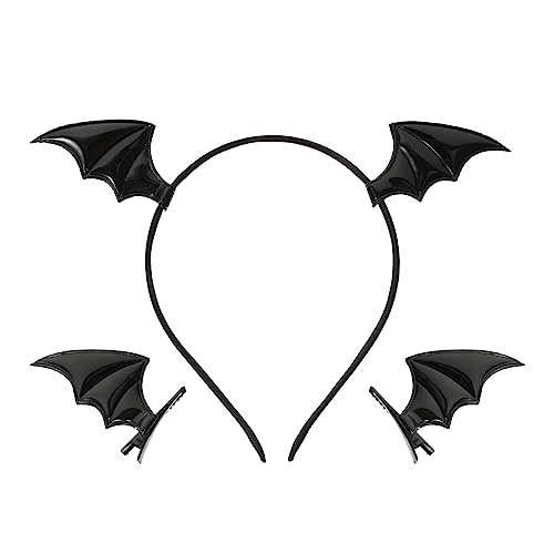 Beaupretty Halloween Bat Headband with Wing Hair Clips Set Cosplay Hair Accessories for Party Dress up