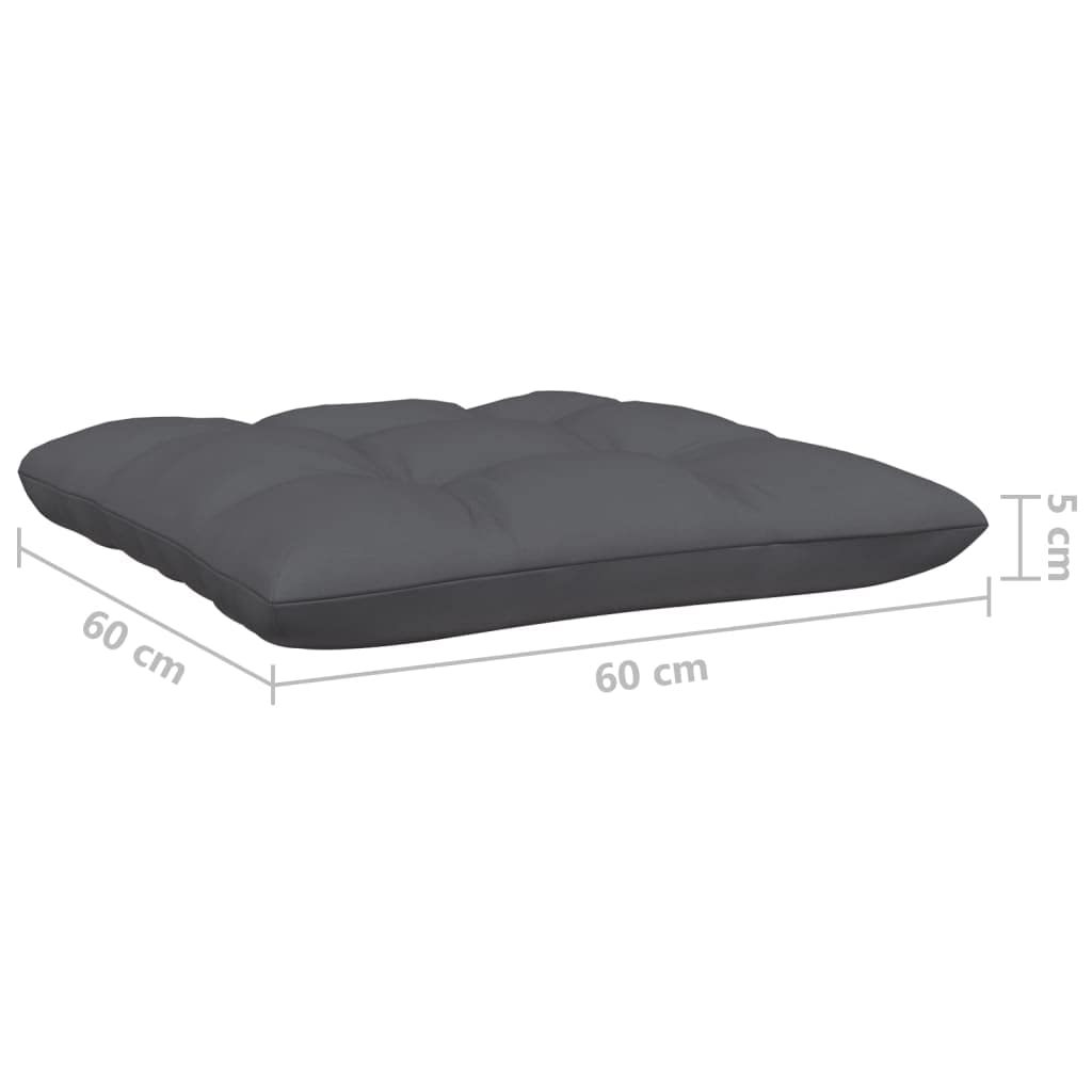 Juego de muebles de jardín de 13 piezas con tapizado en color antracita, conjunto modular de madera de pino resistente para terraza, balcón, jardín, incluye cojín de asiento, mesa auxiliar