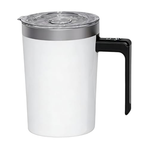 Self Stirring Coffee Mug – Magnetic Mixing Action, 5.43-inch Tall Insulated Body, Temperature Display Lid With USB-C Charging | Auto Stirring Solution For Office Desks And Fitness Professionals