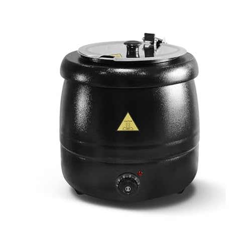 Marmite à Soupe électrique 10L, Chauffe-Soupe avec Couvercle Rabattable et Intérieur en INOX Amovible Jusqu&rsquo;à 35-80°C, Thermos Soupière électrique pour Événement Commercial Réunions Famille