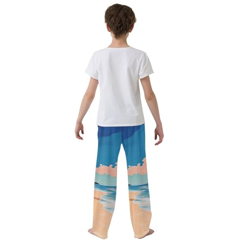 Boys' Pants Oil Painting Beach Coconut Tree Long Bottoms Jogger Pants Elastic Waist Trousers with Pockets S-XL3