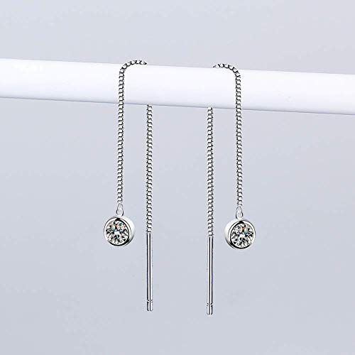 Women 925 Sterling Silver Brilliant Round Cut Cz Needle Threader Pull Through Dangle Earrings #TOP2