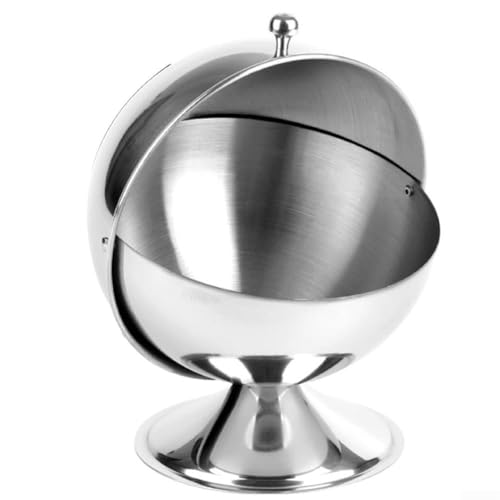 Azucarero de acero inoxidable con tapa abatible enrollable y tapa abierta, soporte para azúcar, contenedor de sal en forma de globo, tarro de caramelos, galletas, mentas, cuenco para fiestas en casa