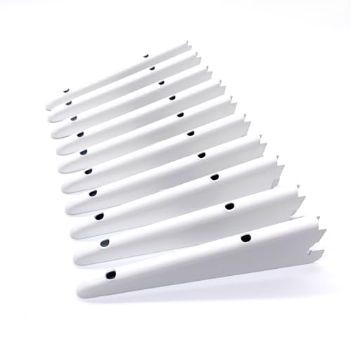 EAI Twin Slot Wall Mounted Shelving Bracket - Pack of 10, White, 170mm | Strong, Heavy Duty Steel Shelf Bracket | for Shed, Garage, Indoor Storage | Easy to Install Rack