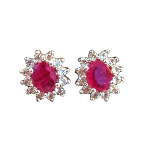 Puces d'oreilles ovales en argent et rubis pour sublimer votre style minimaliste au quotidien