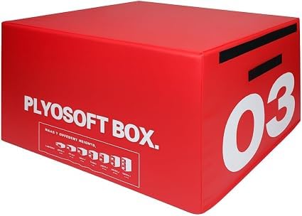 XAVRO 45cm Plyometric Jump Trainer, Red High-Density Soft Foam Box with Gripped PVC Outer Cover and Side Carry Handles for Explosive Jumps, Step Exercises and Strength Workouts