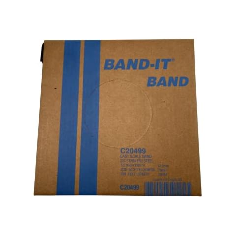 BAND-IT C20499 201 Stainless Steel Bright Annealed Finish Band, 1/2" Width X 0.030" Thick, 100 Feet Roll Cover