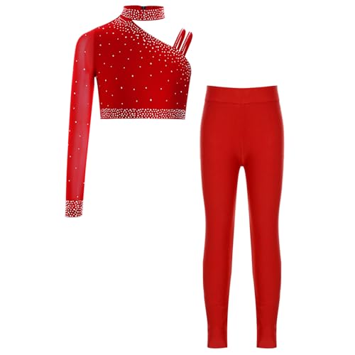 Girls Crop Top with Athletic Leggings Set 2 Piece Dance Outfits Gymnastics Workout Activewear Set2