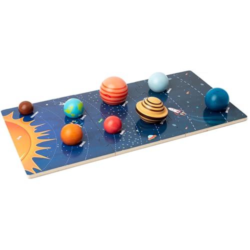 Sistema solar para niños de más de 36 meses, tablero modelo de sistema solar de madera con modelos de planetas 3D y tarjetas de aprendizaje, juguetes educativos preescolares para niños y niñas, rega
