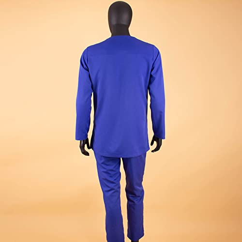 African Men Clothing Zip Blazer and Ankara Pants 2 Piece Set Dashiki Attire Plus Size Outfits with Chain4