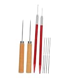 PERSELOSO Werkzeugset Doppelt Großen Holzgriffen mit Ergonomischen Nadeln Selbstgemacht Puppenhaar für Bjd Puppenhaar Projekte Haarverpflanzung