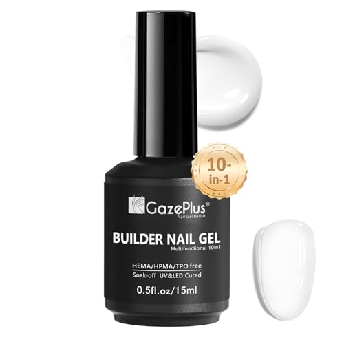 GAZEPLUS Builder Nail Gel -Extension Gel for Nail Strengthening 15ml White