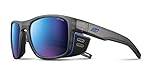 Julbo Shield M Mountain Sunglasses, Translucent Grey/Blue Frame - Brown Lens w/Blue Mirror