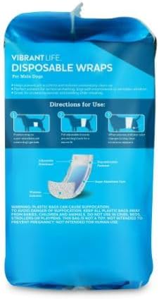 (2 Pack) Vibrant~Life Disposable Dog Wraps for Male Dogs, M, 12 Count