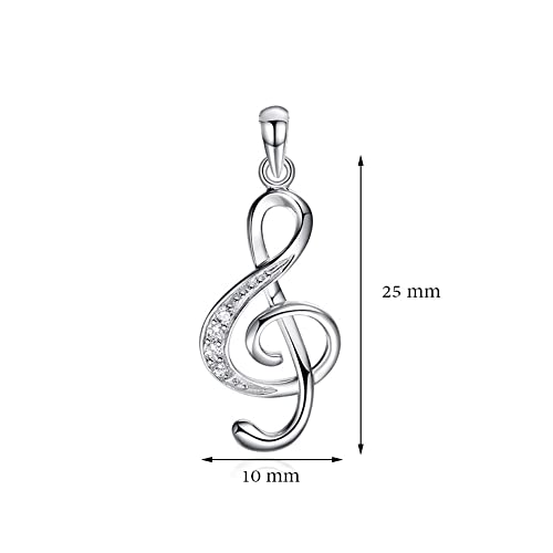 Music Note Pendant Necklace 925 Sterling Silver Cubic Zirconia Jewelry for Women Girl Box Chain 18"2