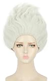 yuehong Short White Fluffy Witch Wig Anime Cosplay Costume Heat Resistant Hair Halloween Cosplay Costume Wig