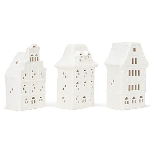 Markfeldsteinassociatesvillagerowhousewhite8x45porcelainholidaytealightfigurinessetof3  Urban Country Home Decor Mark feldstein associates village row house white 8 x 45 porcelain holiday tea light figurines set of 3  urban country home decor