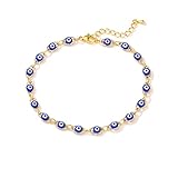 Gold Evil Eye Charm Anklet,18K Gold Plated Boho Beach Dainty Cute Tiny Lucky  Foot Chain Ankle Brace