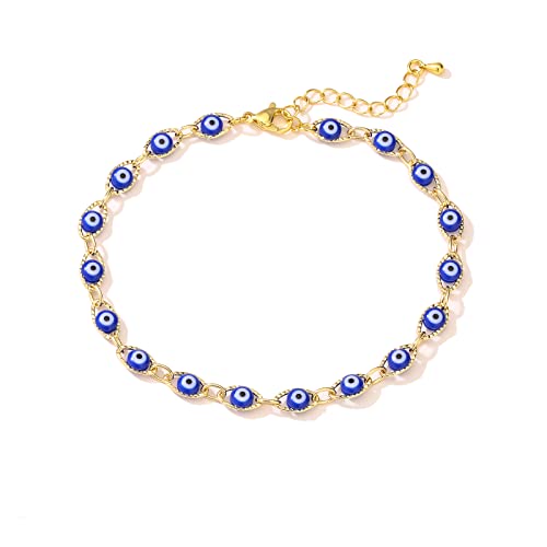 Gold Evil Eye Charm Anklet,18K Gold Plated Boho Beach Dainty Cute Tiny Lucky  Foot Chain Ankle Bracelet For Women #TOP12